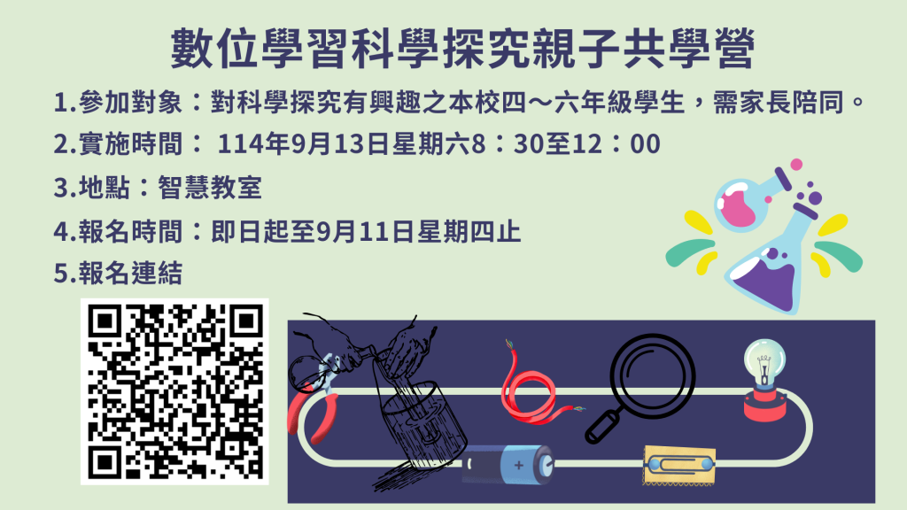數位學習科學探究親子共學營報名連結