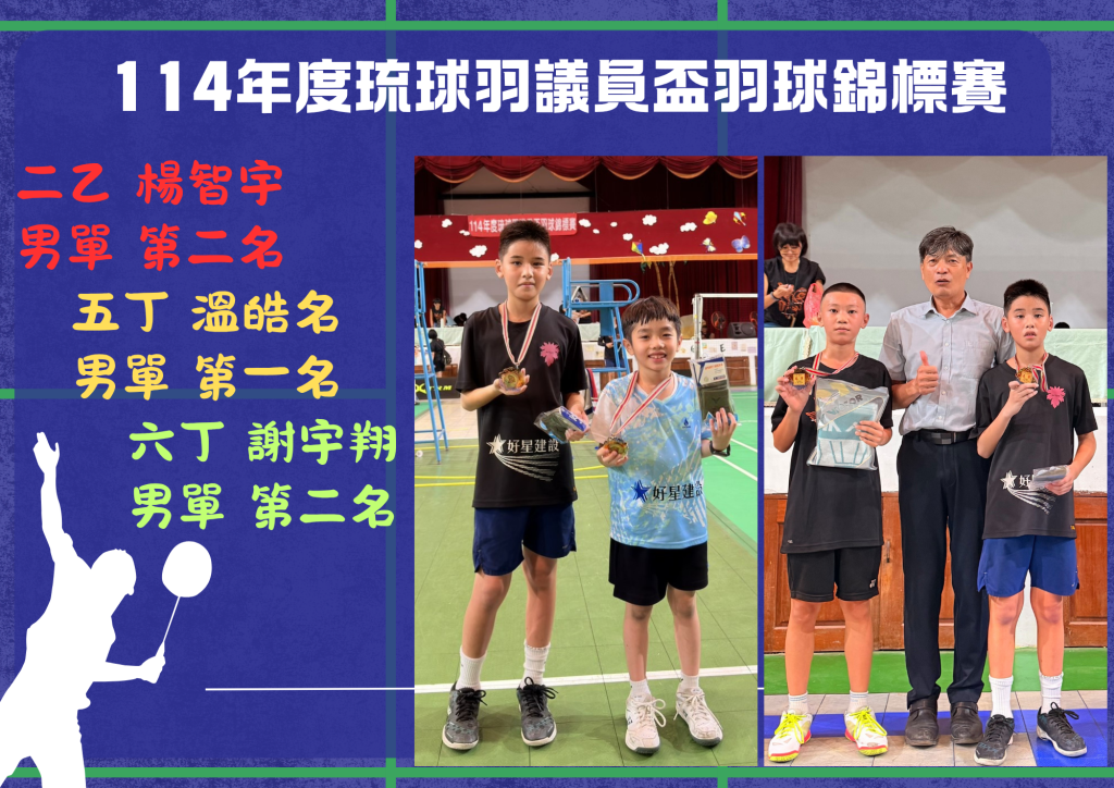 114年度琉球羽議員盃羽球錦標賽榮獲佳績