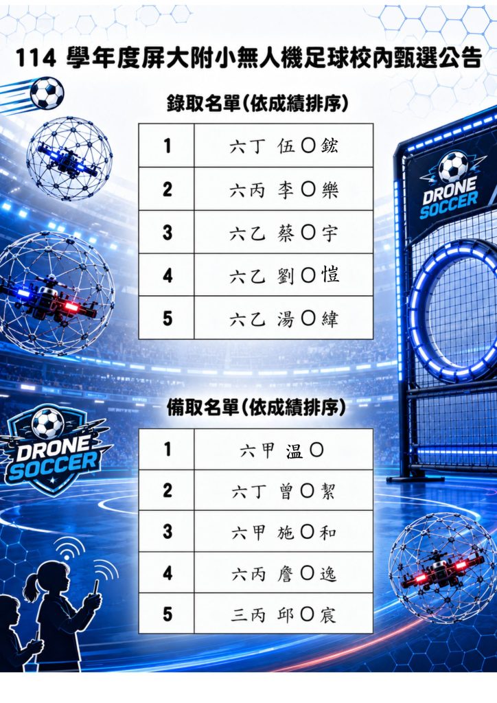 114無人機足球甄選公告
